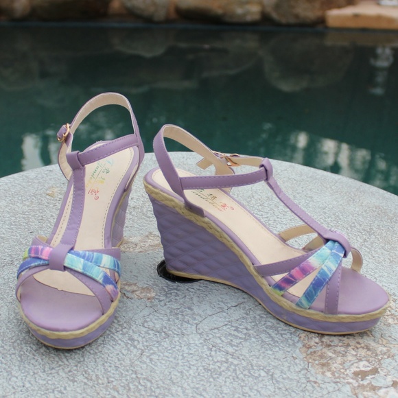 lavender wedge shoes
